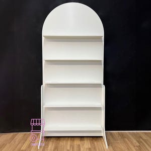 Treat wall, Event Decor, Arched Backdrop with Shelves for Display
