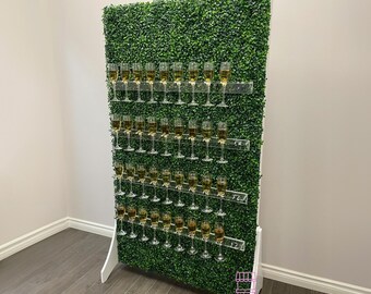 Grass Champagne Wall: Wedding Drink Display, Clear Shelf
