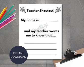Teacher Shoutout Certificate | Student Recognition Award (Printable PDF)