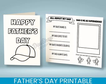 Printable Father's Day Card | Kids Coloring Activity (Instant Download)