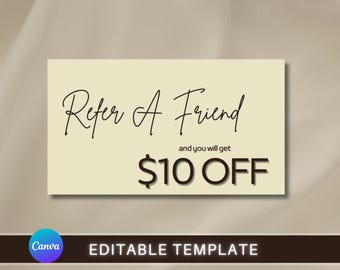 Editable Salon Referral Card Template, QR Code (DIY Canva)