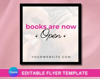 Booking Flyer Template, Editable Minimalist Canva Design (Digital Download)