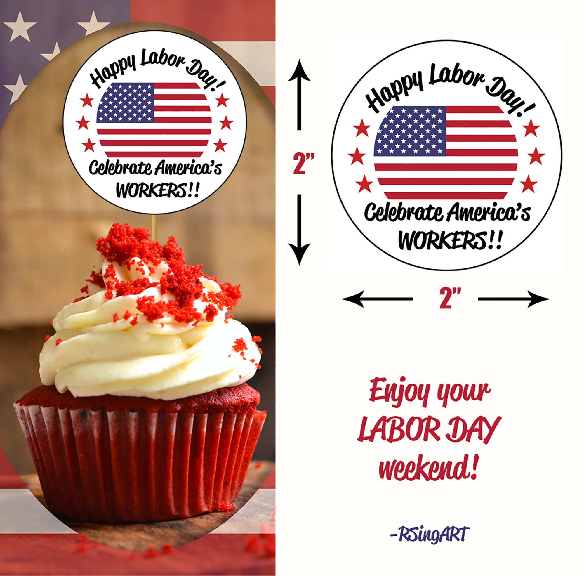 Labor Day Cupcake Toppers Labor Day Party Decorations - Etsy