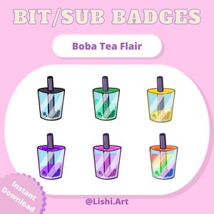 Twitch Sub Emotes/Bit Badges- Boba Tea/Cute/Rainbow/Streaming
