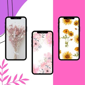 Fondo de pantalla del teléfono floral, Fondos de pantalla del teléfono, Protector de pantalla floral, Descarga digital, Pantalla de bloqueo móvil