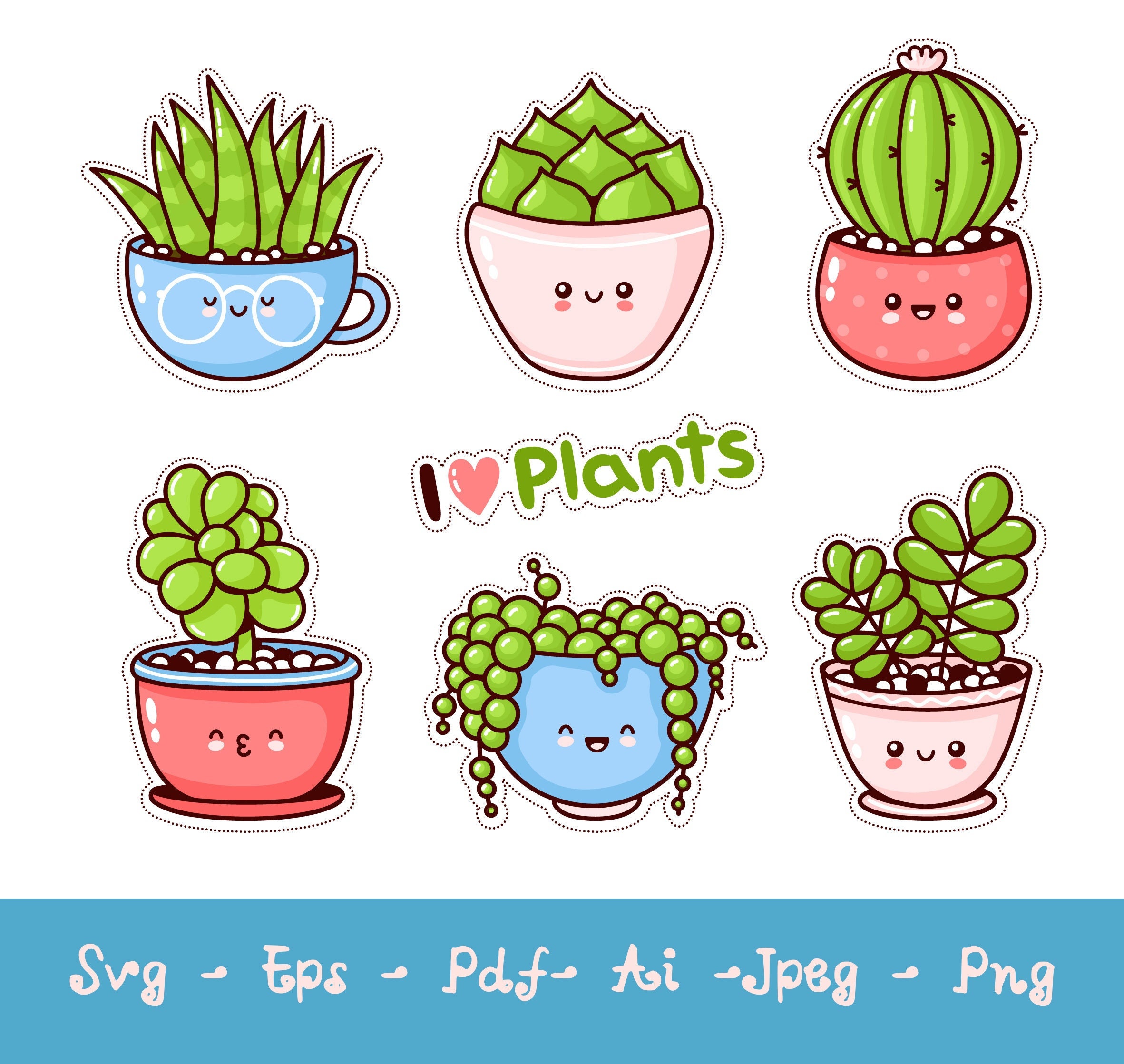 Cute Plants, Cute Kawaii Clipart, Plants Printable Illustration ...