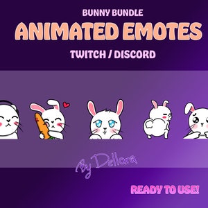 White Bunny Bundle Animated Twitch / Discord Emote , Cute, Animal, Bunny, Twitch Emotes