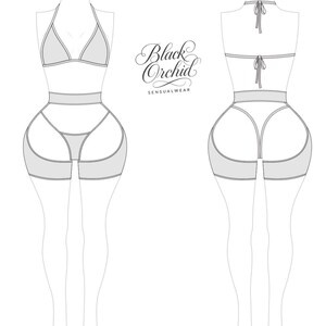 Backless chaps, bikini top/ thong set.xxs-xxl sewing pattern