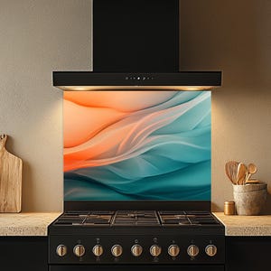 Tempered Glass Backsplash, Aura Flow Glass Backsplash, Kitchen Backsplash Behind Stove, Glass Backsplash for Kitchen,Stove Backsplash
