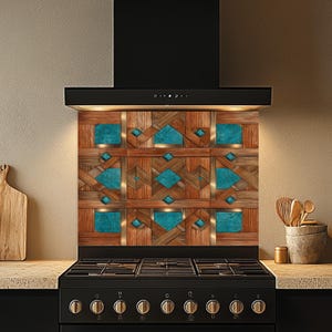 Tempered Glass Backsplash, GeometricParque Glass Backsplash, Kitchen Backsplash Behind Stove, Glass Backsplash for Kitchen, Stove Backsplash