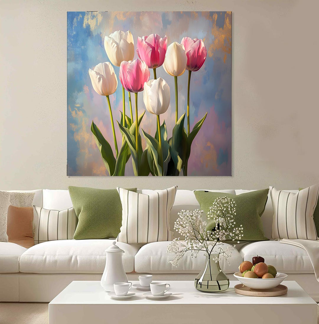Tulip Flower Tempered Glass Wall Art: Soft Pink Floral Decor - Etsy
