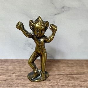 Vintage Brass Pixie Figurine Lucky Charm Pinsky Elf Miniature Statue
