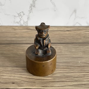 Vintage Heavy Brass Man Statue Figure Metal Paperweight