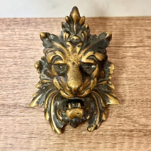 Vintage Brass Lion Furniture Mount French Ormolu Style Architectural Salvage Decor