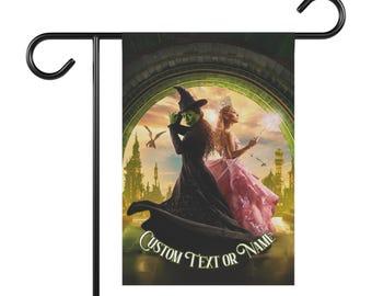 Wicked Witch Halloween Garden & House Banner, Glinda Pink Good Witch Wand Personalized Movie Wizard Oz Gifts Fans, Home Halloween Decoration