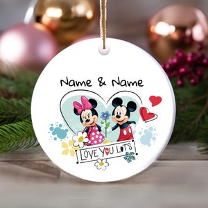 Disney Minnie and Mickey Personalized Ceramic Ornament, Love you Lots this Christmas