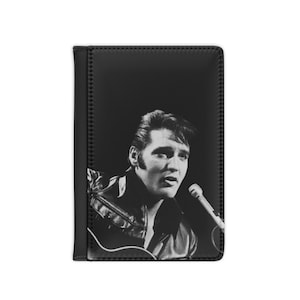 Elvis Presley Guitar, The King, Passport Cover Collage Black and White