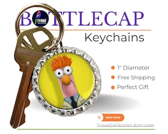 Muppets Beaker, Fun Bottlecap, Keychain Custom Car Keys, Disney New Movie, Bag Charm, Cruise FE, Gift Memorabilia for Friends