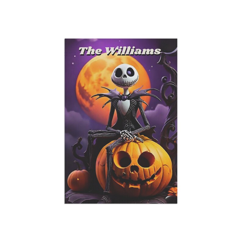 Jack Skellington Garden Flag, Personalized Disney Halloween Outdoor Decor, Dia de los Muertos Banner, Disney Fans Gift, Custom House Flag image 3