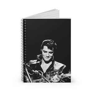 Elvis Presley, The King of Rock n Roll with Guitar,  Spiral Notebook - Ruled Line, Little Black Book