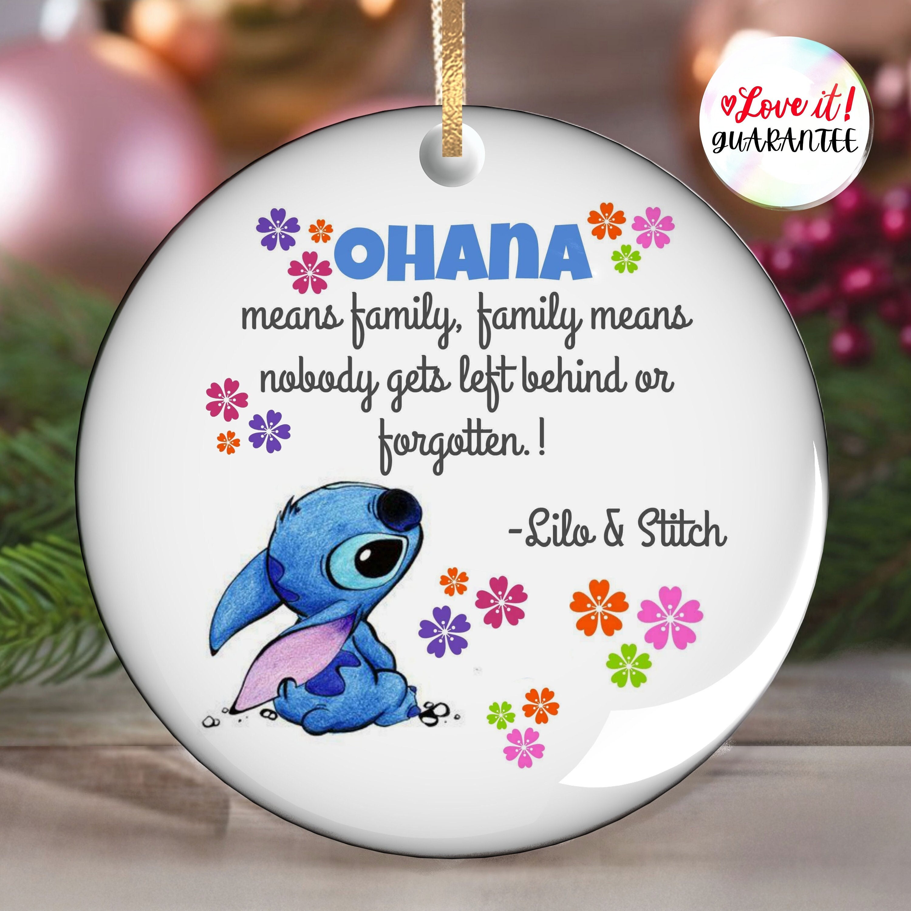 Décoration en céramique Disney Stitch Chfistmas, Ohana signifie famille.  Citations Disney -  France