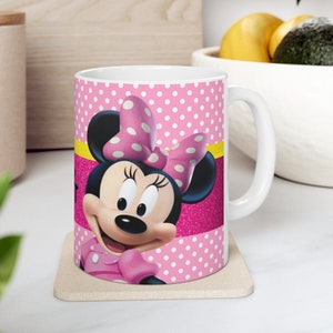 Disney Minnie Mouse Pink Mug, 11oz Ceramic Custom Mug, Personalization Option, gifts friends