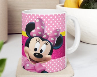 Disney Minnie Mouse Pink Mug, 11oz Ceramic Custom Mug, Personalization Option, gifts friends