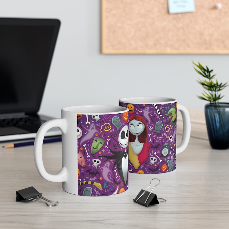 Disney The Night Before Christmas 11oz Mug Halloween mug Jack Skellington and Sally image 1