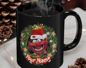 The Muppets Animal Christmas Mug, 11oz Black Mug, Personalized, Custom Gift for Fans and Muppet Lover, Family and Friends