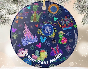 Ceramic Ornament, Main Street Electrical Parade Personalized Retro Classic Disneyland Lights Show Decor, Christmas Tree Gift, Holiday