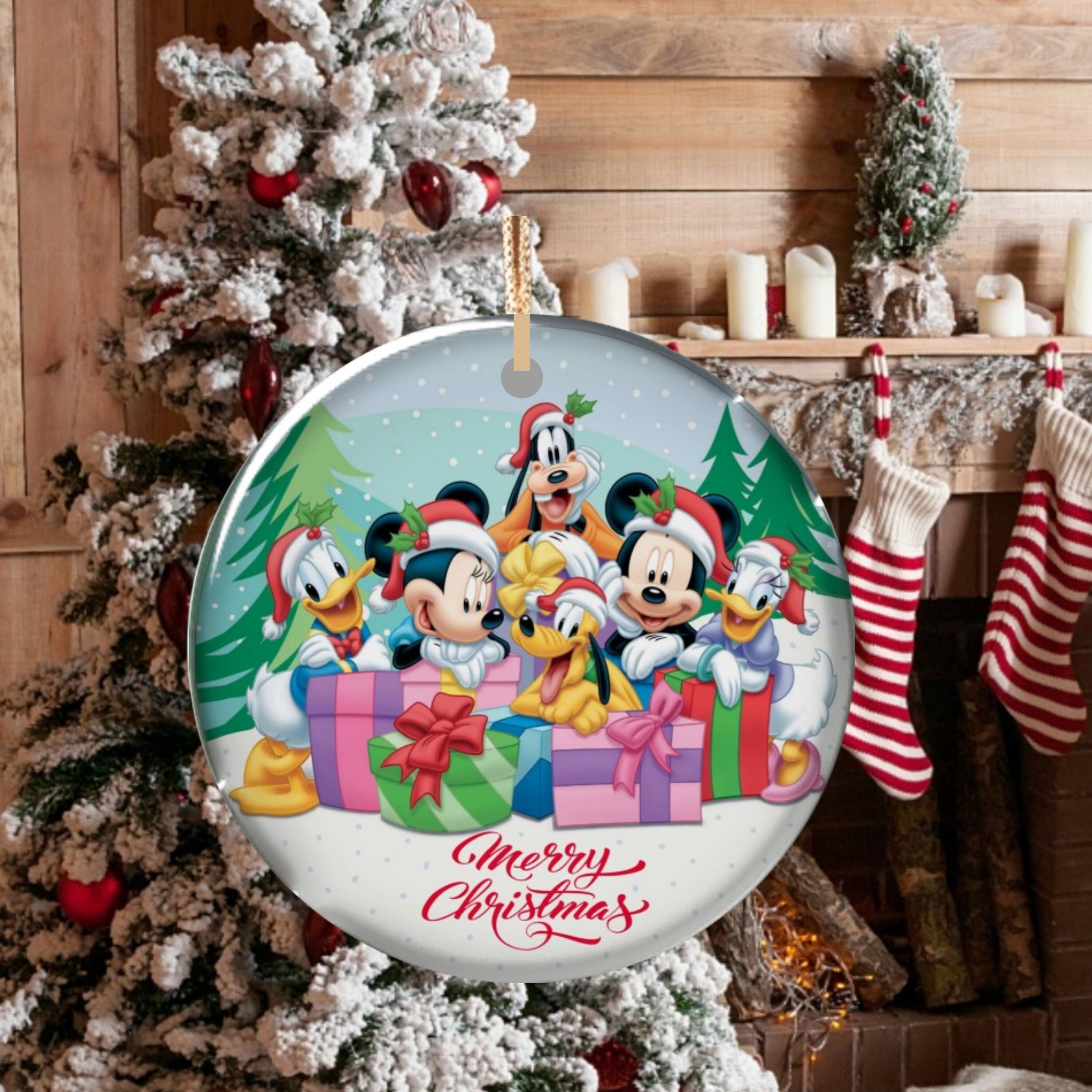 Disney Friends Christmas Ceramic Ornament Mickey Minnie Pluto