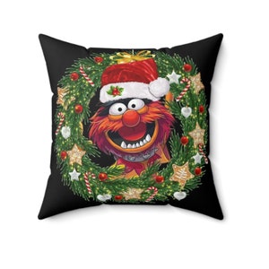 Disney The Muppets Animal Pillow and Case, Christmas Fantasy Spun Polyester, Square Pillow Retro Vibes
