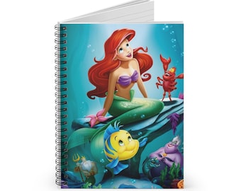 Disney The Little Mermaid inspired, Spiral Notebook - Ruled Line, Little Cute Book