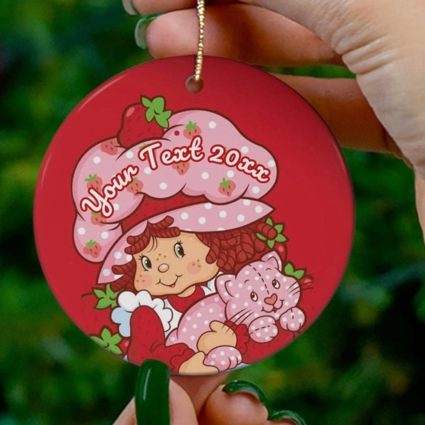 Personalized Strawberry Shorts Cakes Ceramic Ornament, Gift For Her