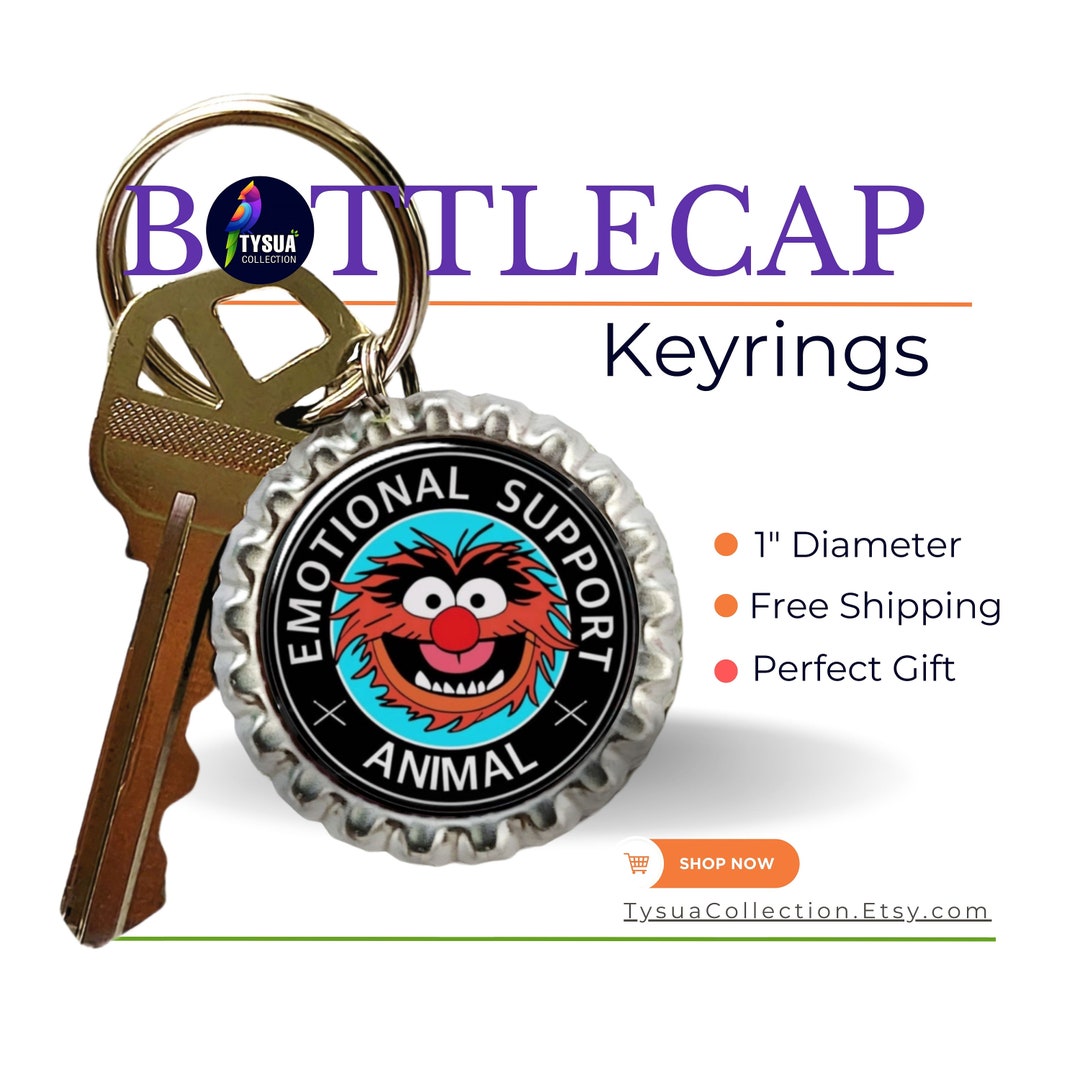 Muppets Animal Bottlecap Keychain, Emotional Support Animal Key Fob ...