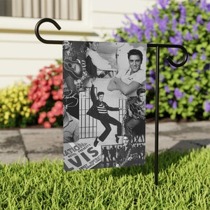 Elvis Collage Garden & House Banner, Elvis Presley Lawn Flag with Multiple Pictures from My Elvis Era, Custom Home Decor, Holiday Gifts