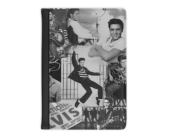 Elvis Presley Photos Passport Cover Collage Black and White