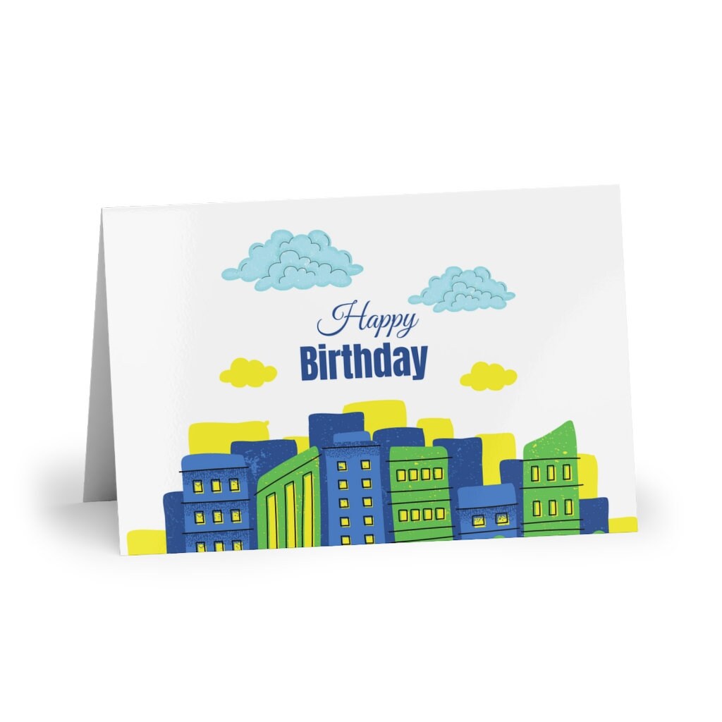 Big City Birthday Card Happy Birthday Card Cloud Birthday Card Birthday ...