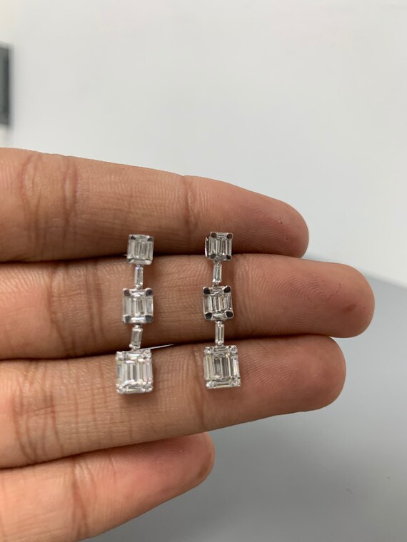 Diamond Square Dangle Drop Earrings Square Shape Earing Stud Earing