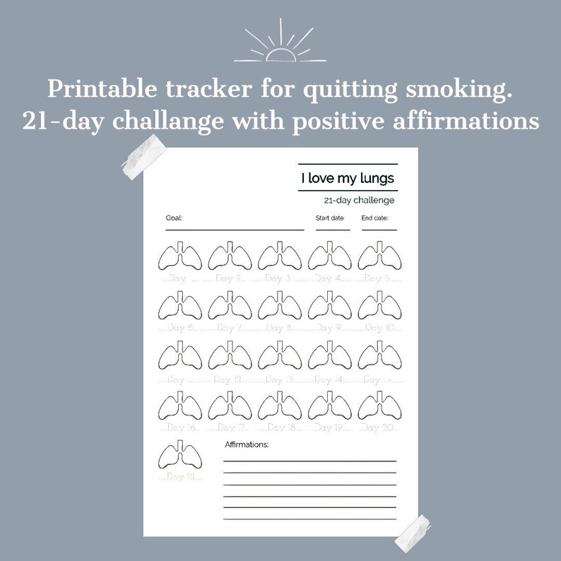 Quit Smoking Printable 21-day Challenge With Positive Affirmations ...