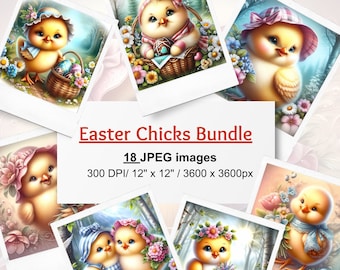 Easter Chick Digital Paper – Scrapbook & Junk Journal (18 JPEGs)