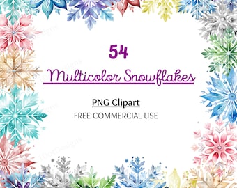 Snowflake Clipart Bundle, Winter PNG, Winter clipart, Snowflake png, Watercolor snowflake, Christmas clipart bundle, Digital Download