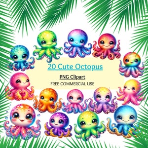 Pacote de clipart de polvo fofo, polvo de bebê PNG, clipart de polvo de bebê, clipart de berçário, polvo para impressão, download digital