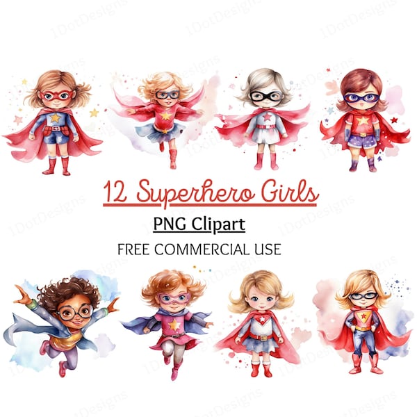 Superhero Girl Clipart, Superhero PNG, Superhero clipart, Birthday girl, Hero girl, School Clipart, Superhero png, Digital Download