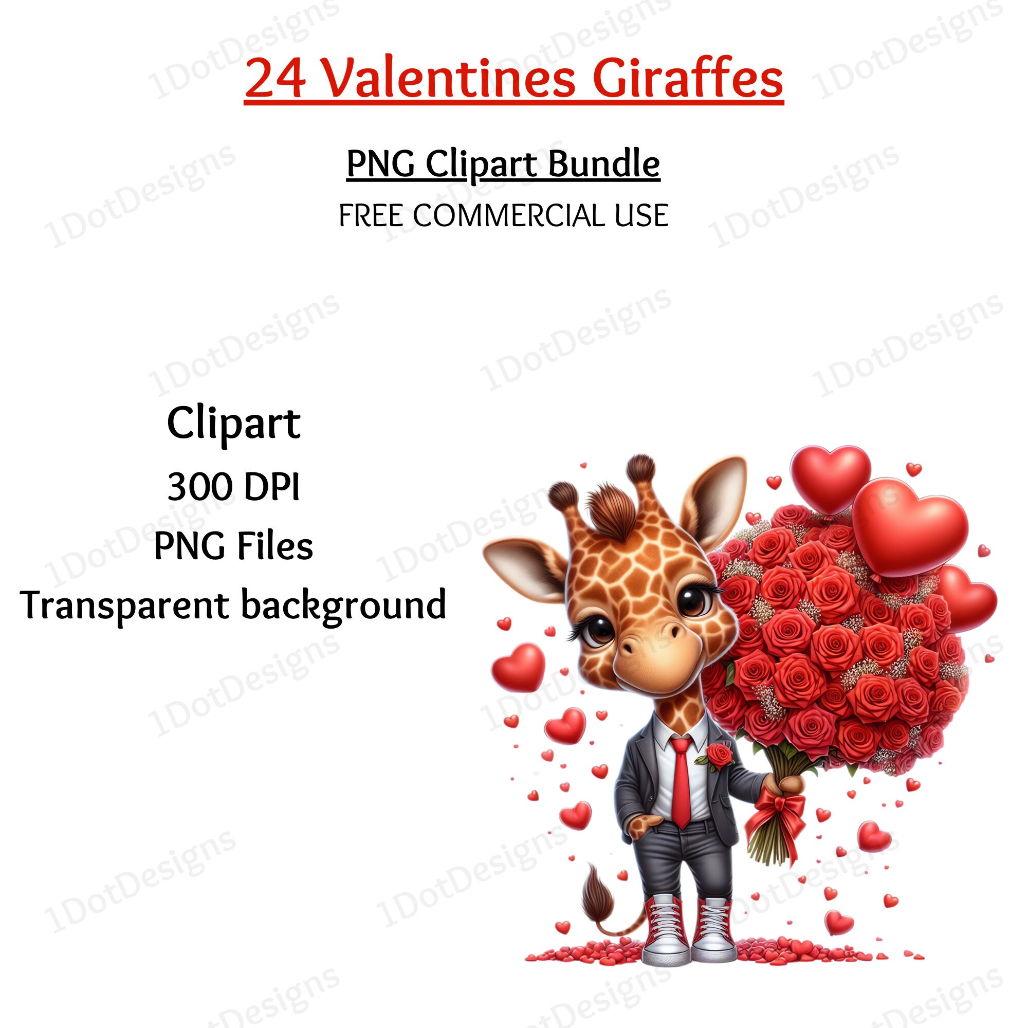 Cute Giraffe Clipart Bundle, Valentines Clipart, Giraffe Png ...