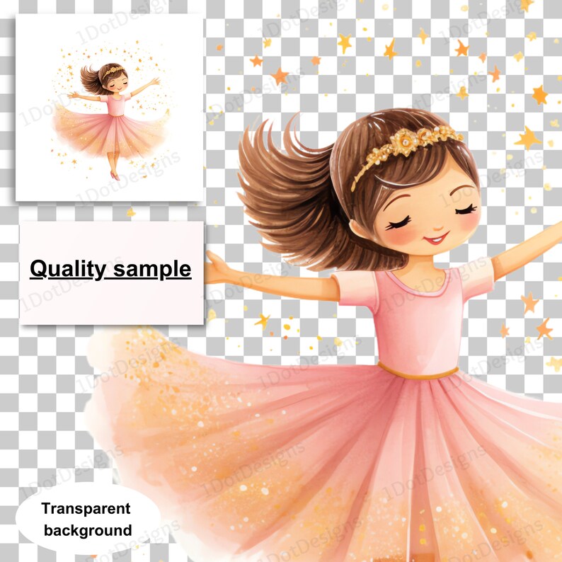 Watercolor Ballerina Clipart Bundle: Golden Pink Swan Lake PNG (digital ...