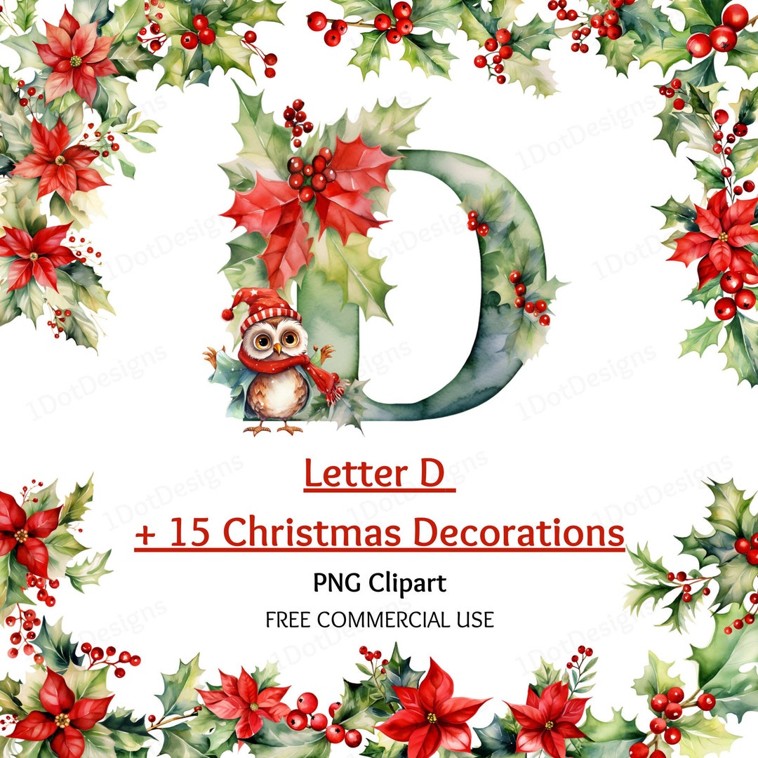 Christmas Letter D Clipart Bundle, Christmas PNG, Christmas Clipart ...
