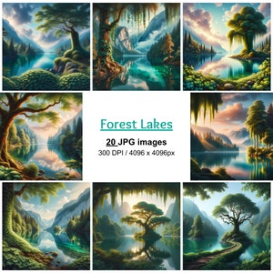 Forest Lake Digital Paper - 20 JPGs, Forest Lake Backdrop, Forest Lake paper, Forest Lake clipart, Commercial Use