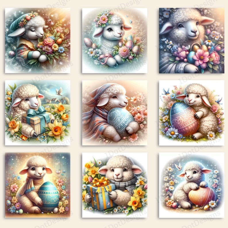 Easter Lamb Digital Paper 18 Jpegs, Easter Papers, Easter Backdrop