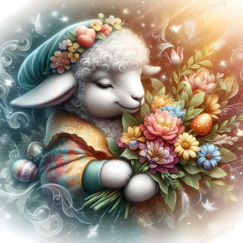 Easter Lamb Digital Paper 18 Jpegs, Easter Papers, Easter Backdrop